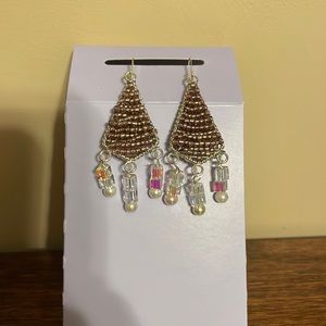 Handmade earrings pink and clear beading